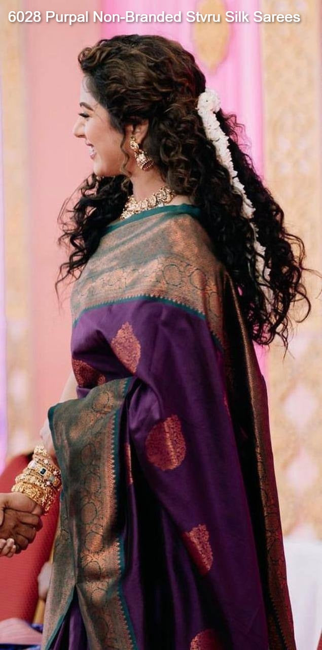 6028 Purpal Non-Branded Stvru Silk Sarees