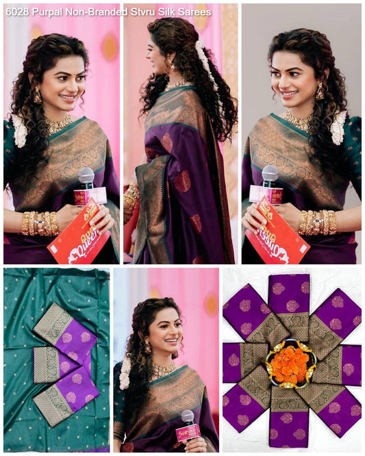 6028 Purpal Non-Branded Stvru Silk Sarees