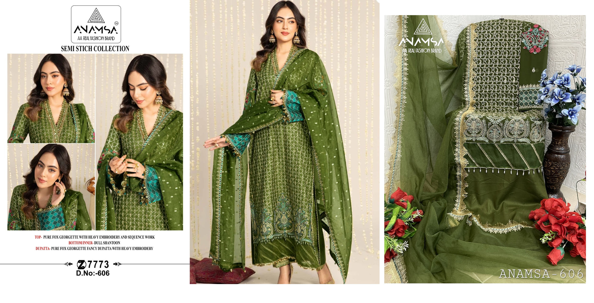 606 Anamsa Sequence Work Pakistani Salwar Suits