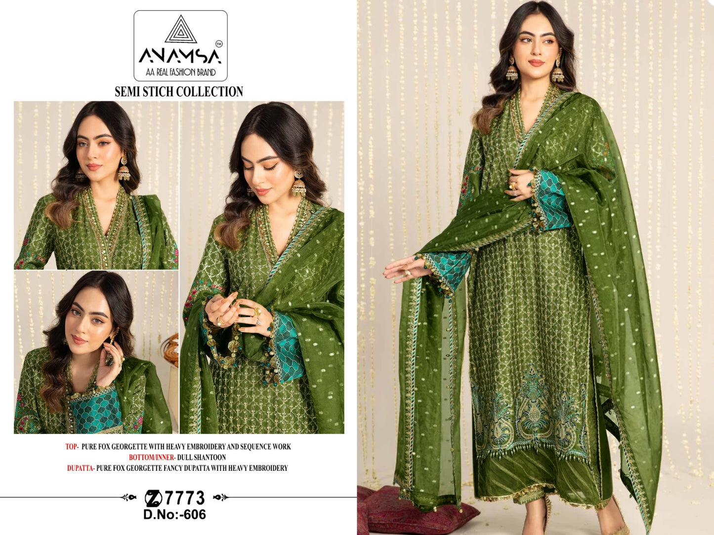 606 Anamsa Sequence Work Pakistani Salwar Suits