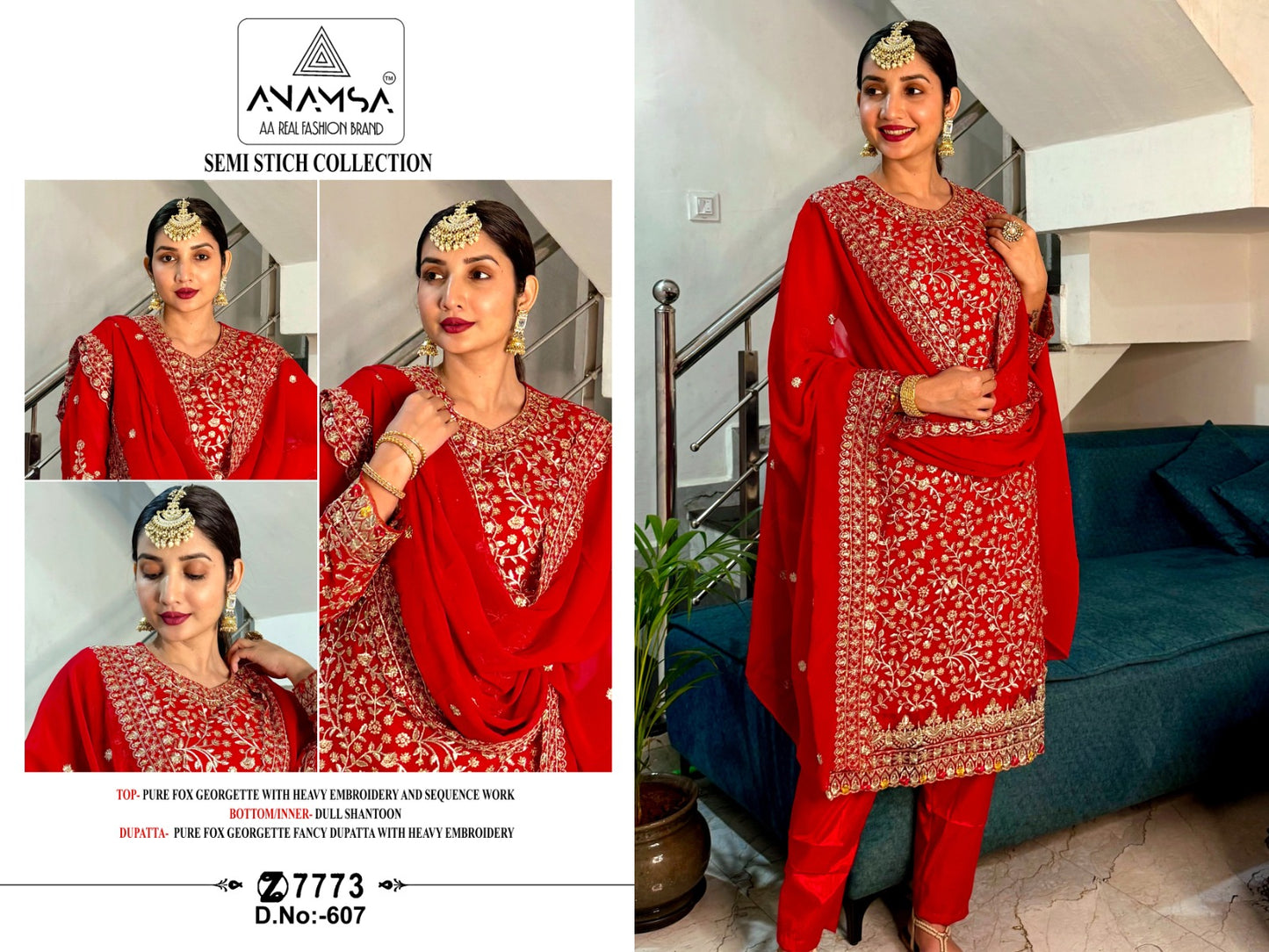 607 Anamsa Sequence Work Pakistani Salwar Suits