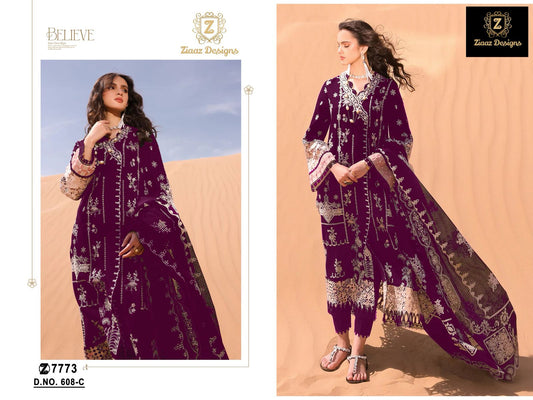 608C Ziaaz Designs Rayon Cotton Pakistani Salwar Suits