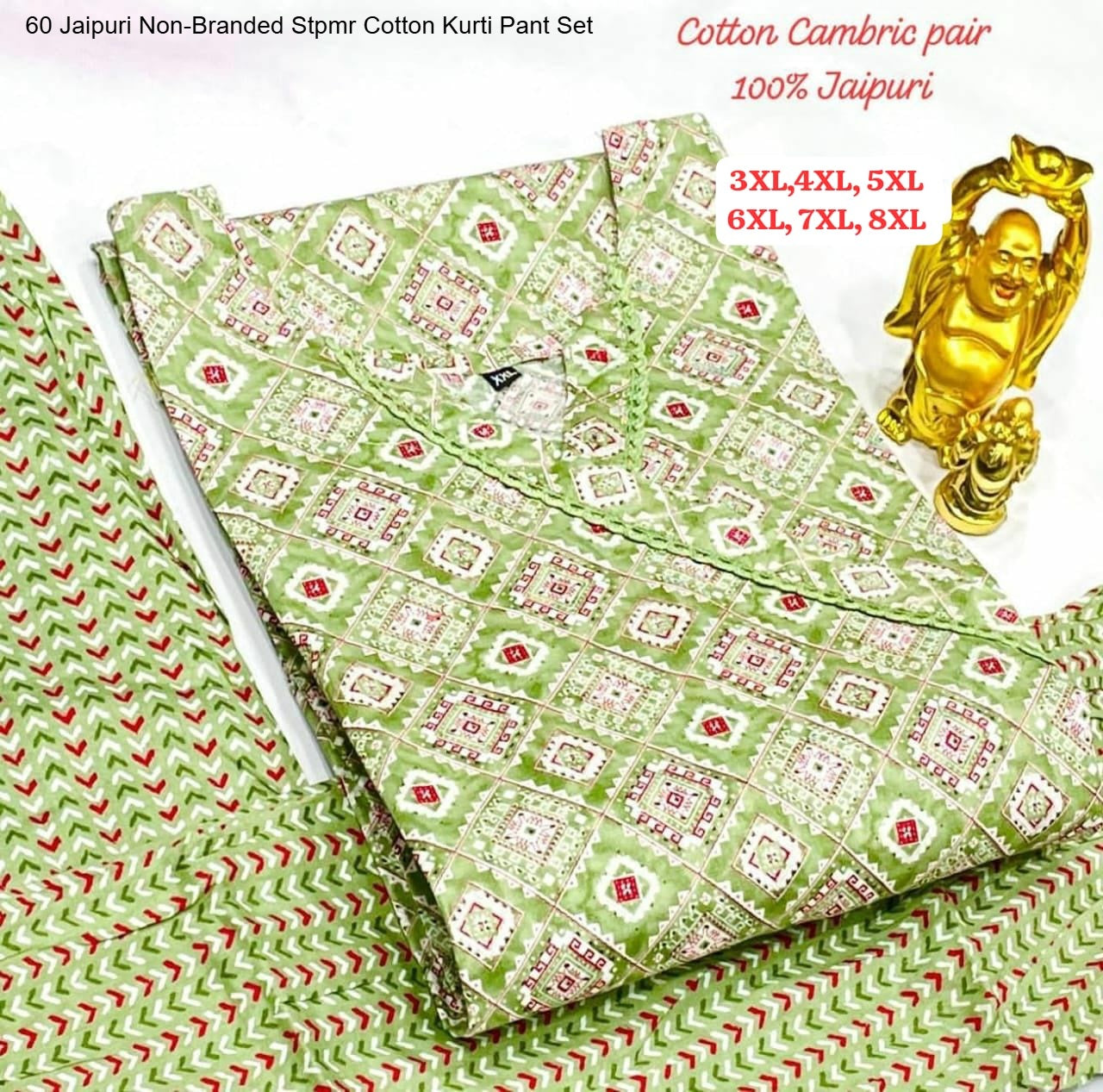 60 Jaipuri Non-Branded Stpmr Cotton Kurti Pant Set