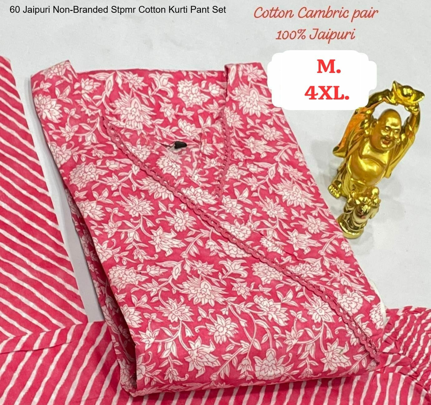 60 Jaipuri Non-Branded Stpmr Cotton Kurti Pant Set