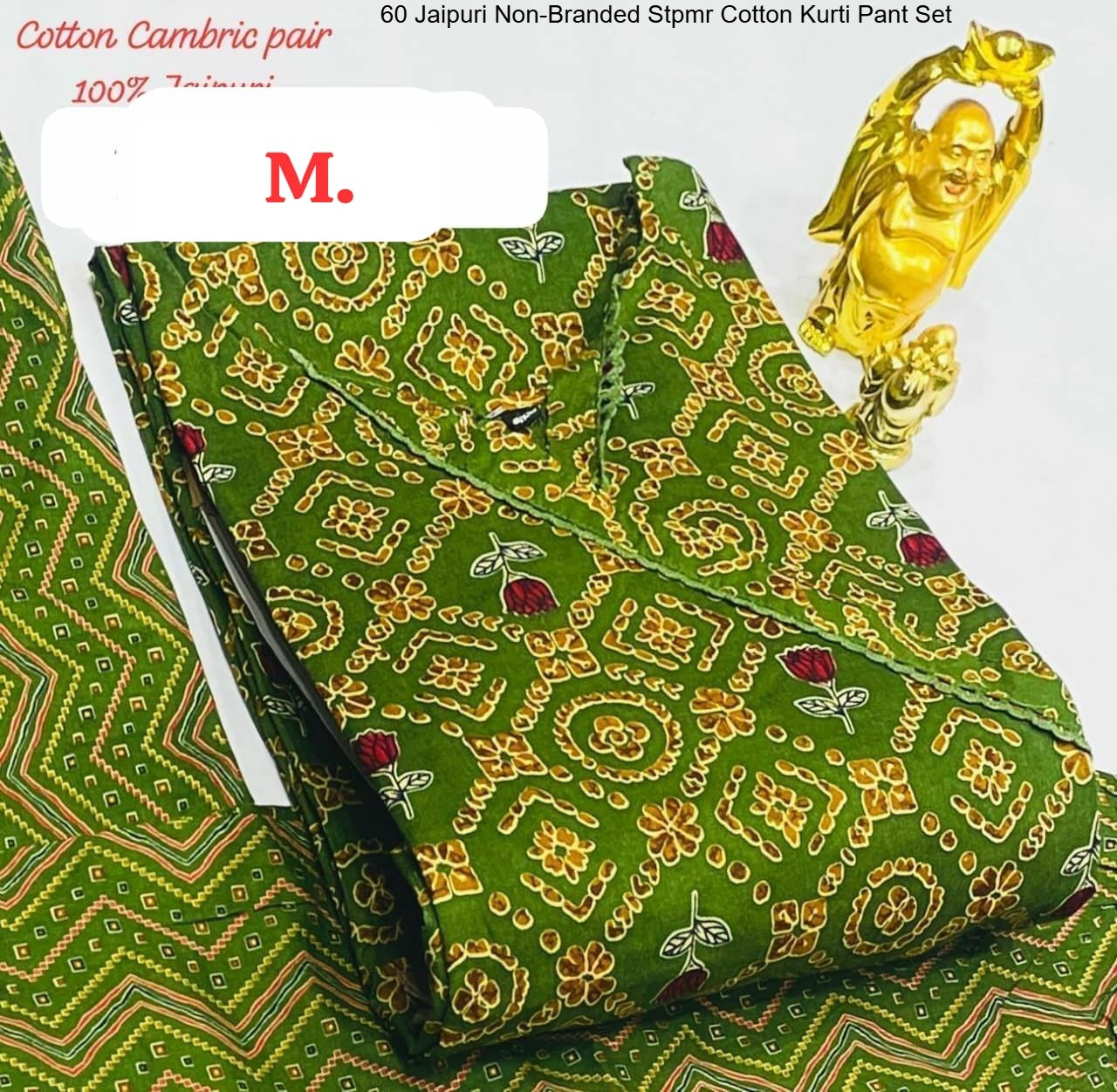 60 Jaipuri Non-Branded Stpmr Cotton Kurti Pant Set