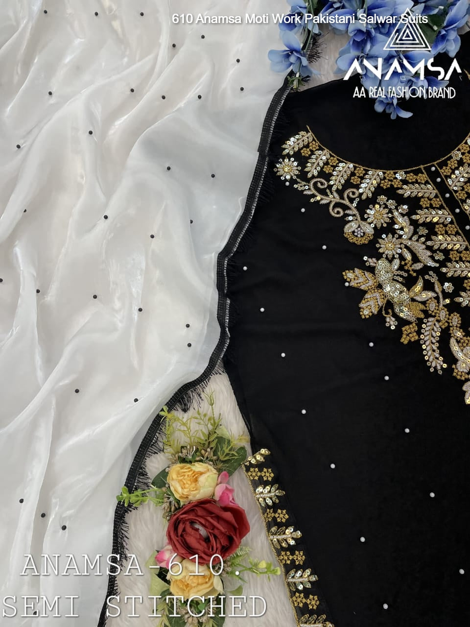 610 Anamsa Moti Work Pakistani Salwar Suits
