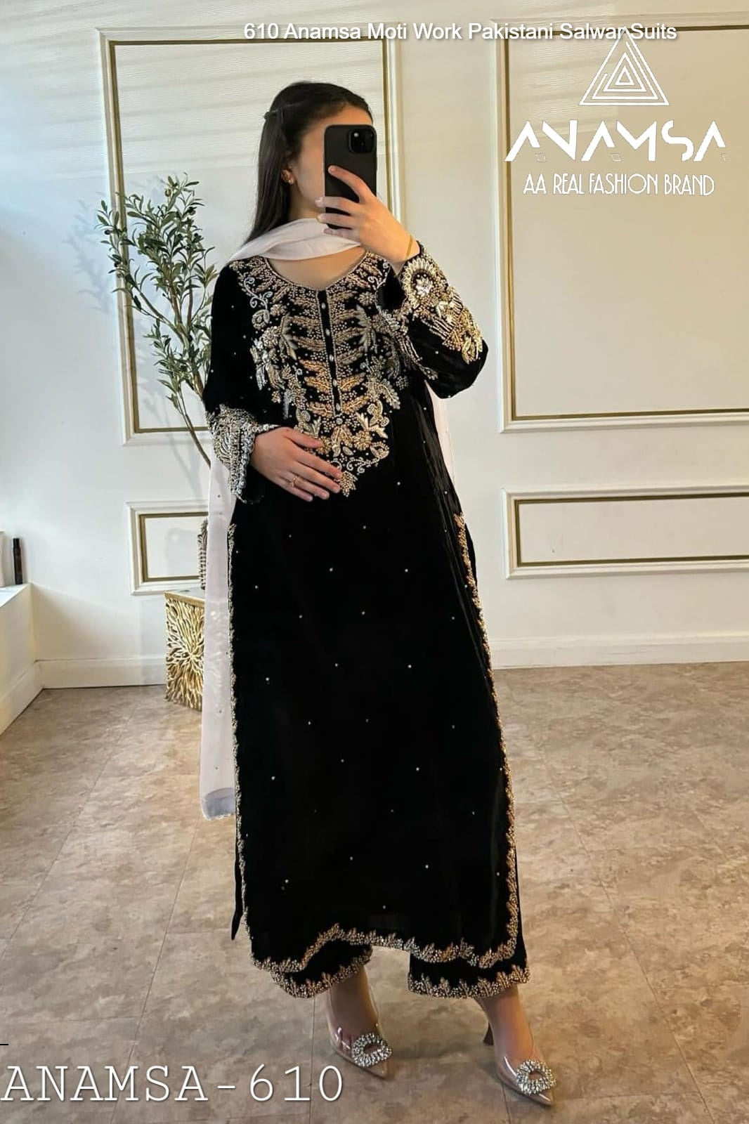 610 Anamsa Moti Work Pakistani Salwar Suits