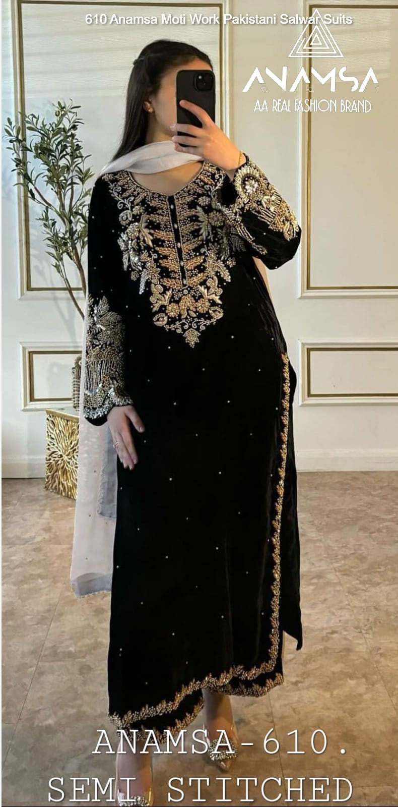 610 Anamsa Moti Work Pakistani Salwar Suits