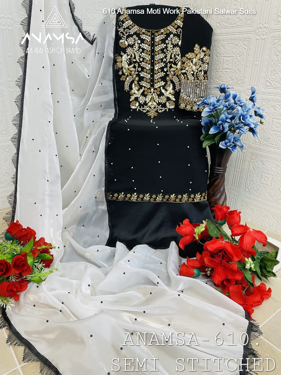 610 Anamsa Moti Work Pakistani Salwar Suits