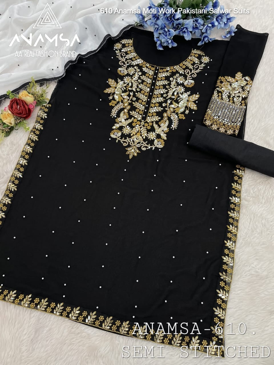 610 Anamsa Moti Work Pakistani Salwar Suits