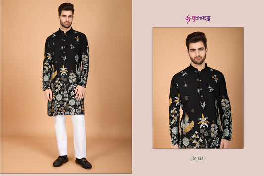 61121 Heritage Style Shubhvastra Viscose Mens Kurta