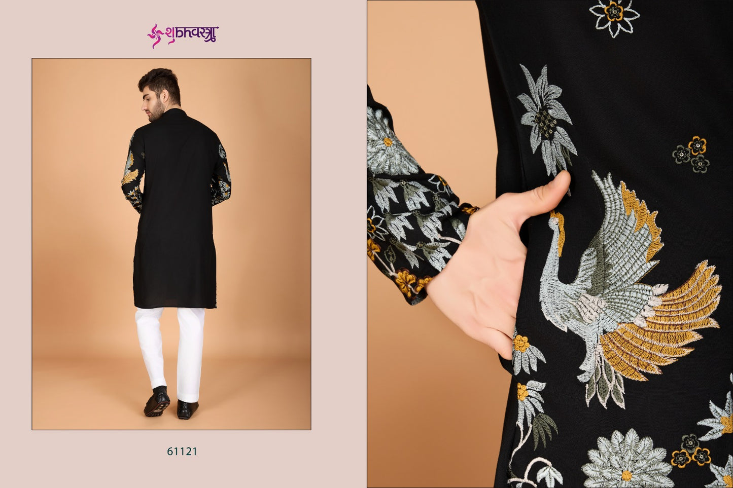 61121 Heritage Style Shubhvastra Viscose Mens Kurta