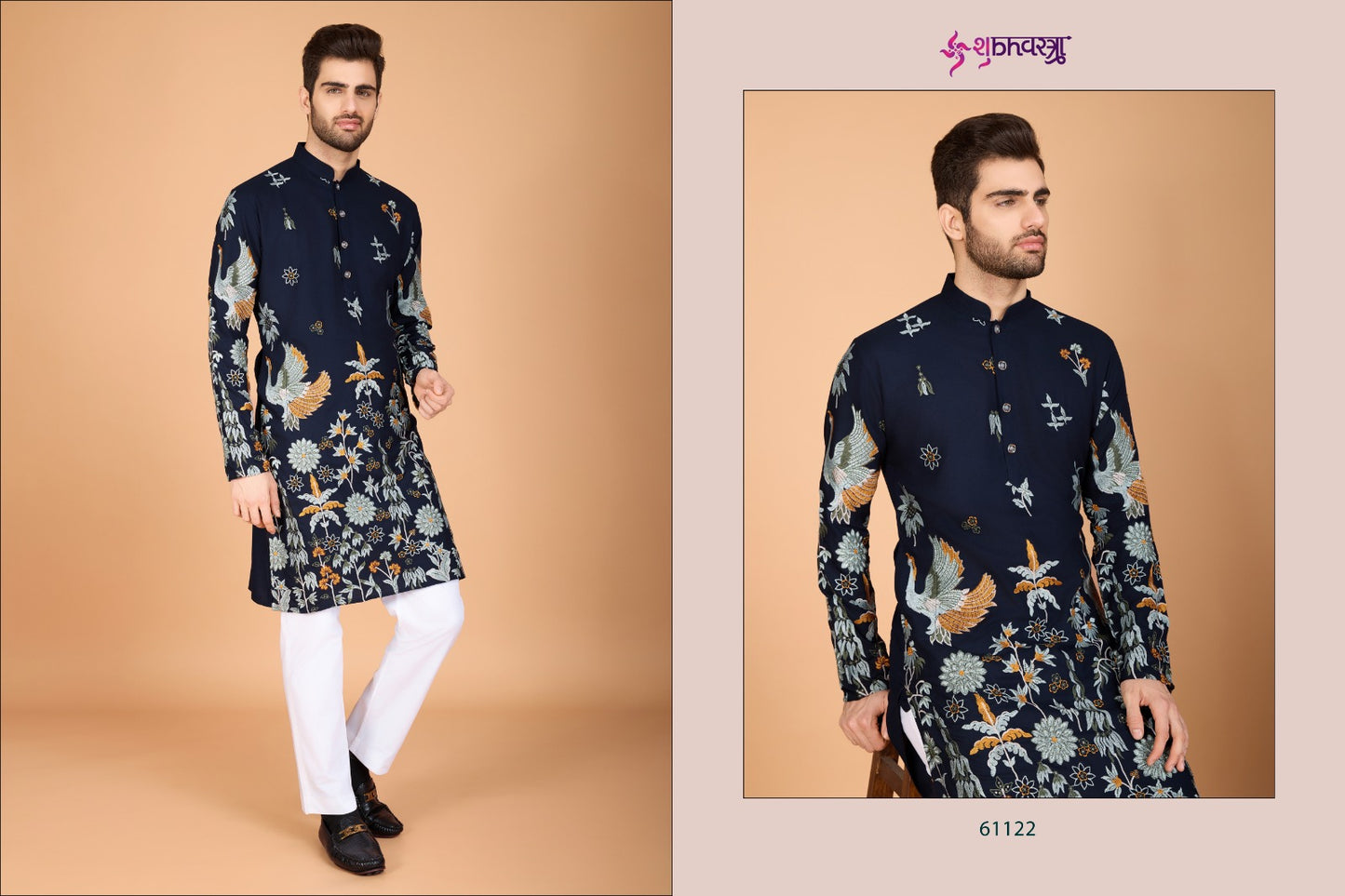 61122 Heritage Style Shubhvastra Viscose Mens Kurta