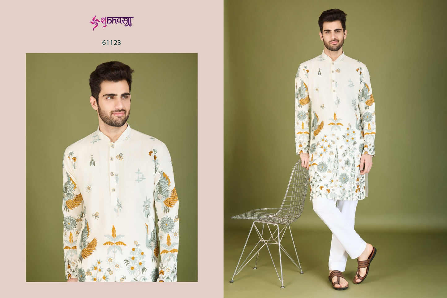 61123 Heritage Style Shubhvastra Viscose Mens Kurta