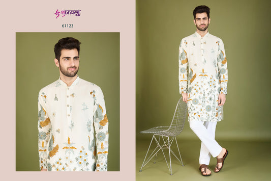61123 Heritage Style Shubhvastra Viscose Mens Kurta