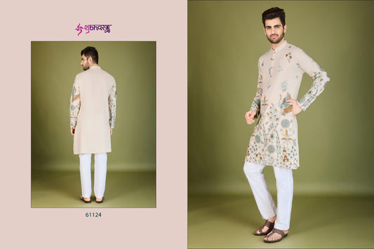 61124 Heritage Style Shubhvastra Viscose Mens Kurta