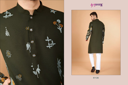 61126 Heritage Style Shubhvastra Viscose Mens Kurta