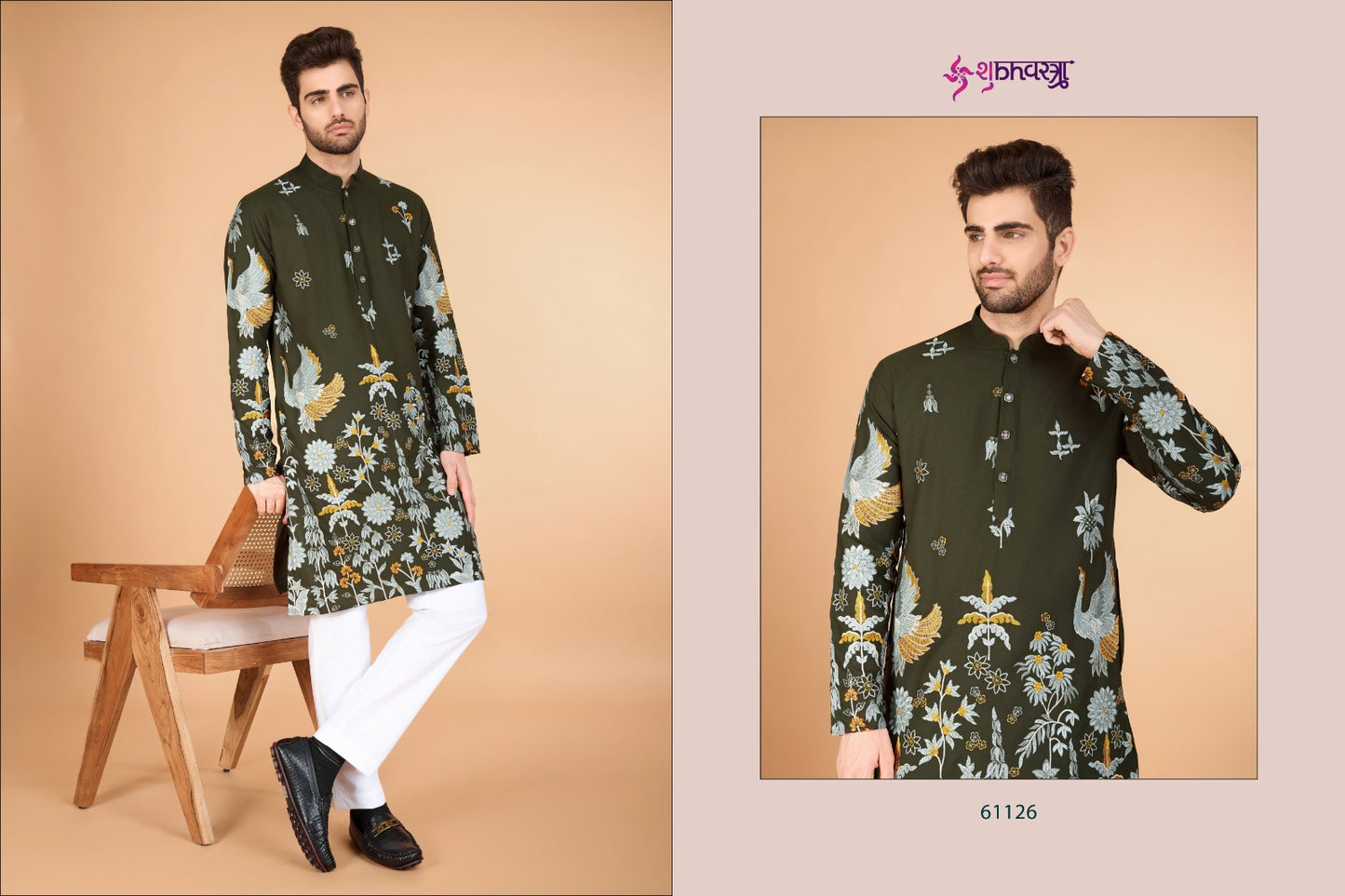 61126 Heritage Style Shubhvastra Viscose Mens Kurta
