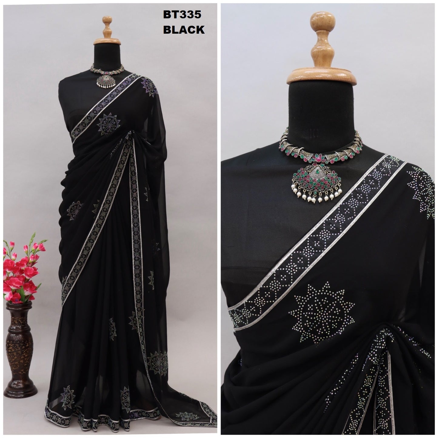 335Black Bt Sarees