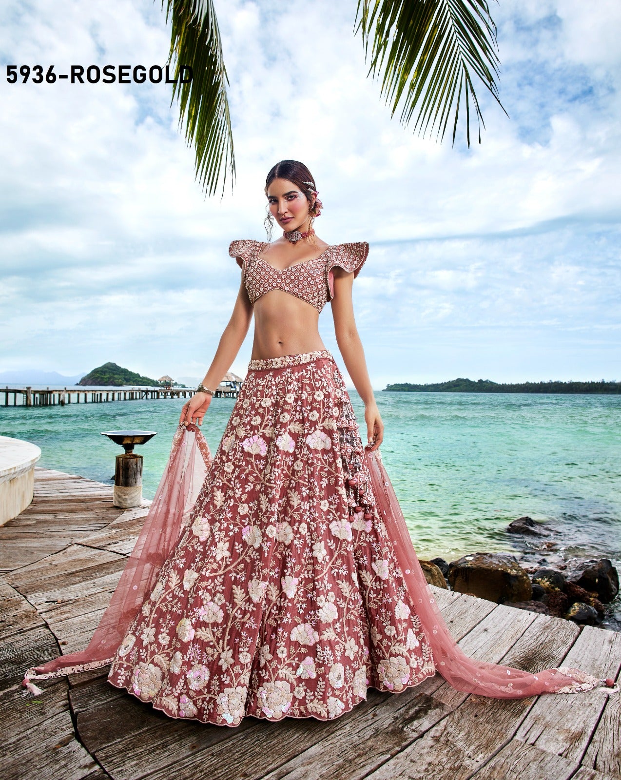 5936 Rose Gold Pf Lehenga Choli