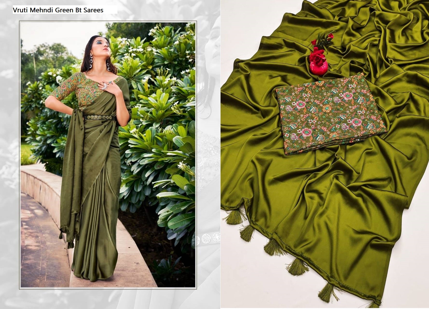 Vruti Mehndi Green Bt Sarees