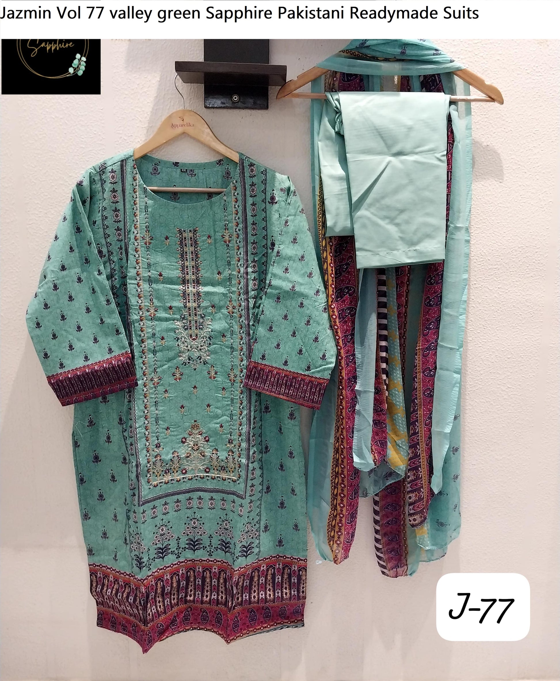 Jazmin Vol 77 Valley Green Sapphire Pakistani Readymade Suits