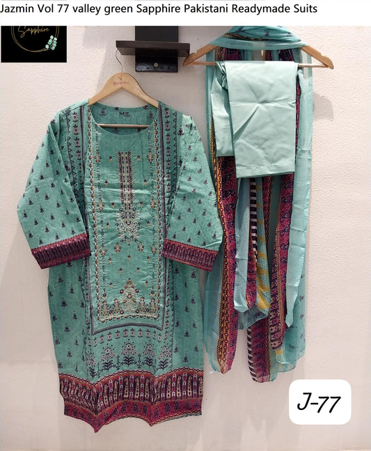 Jazmin Vol 77 Valley Green Sapphire Pakistani Readymade Suits