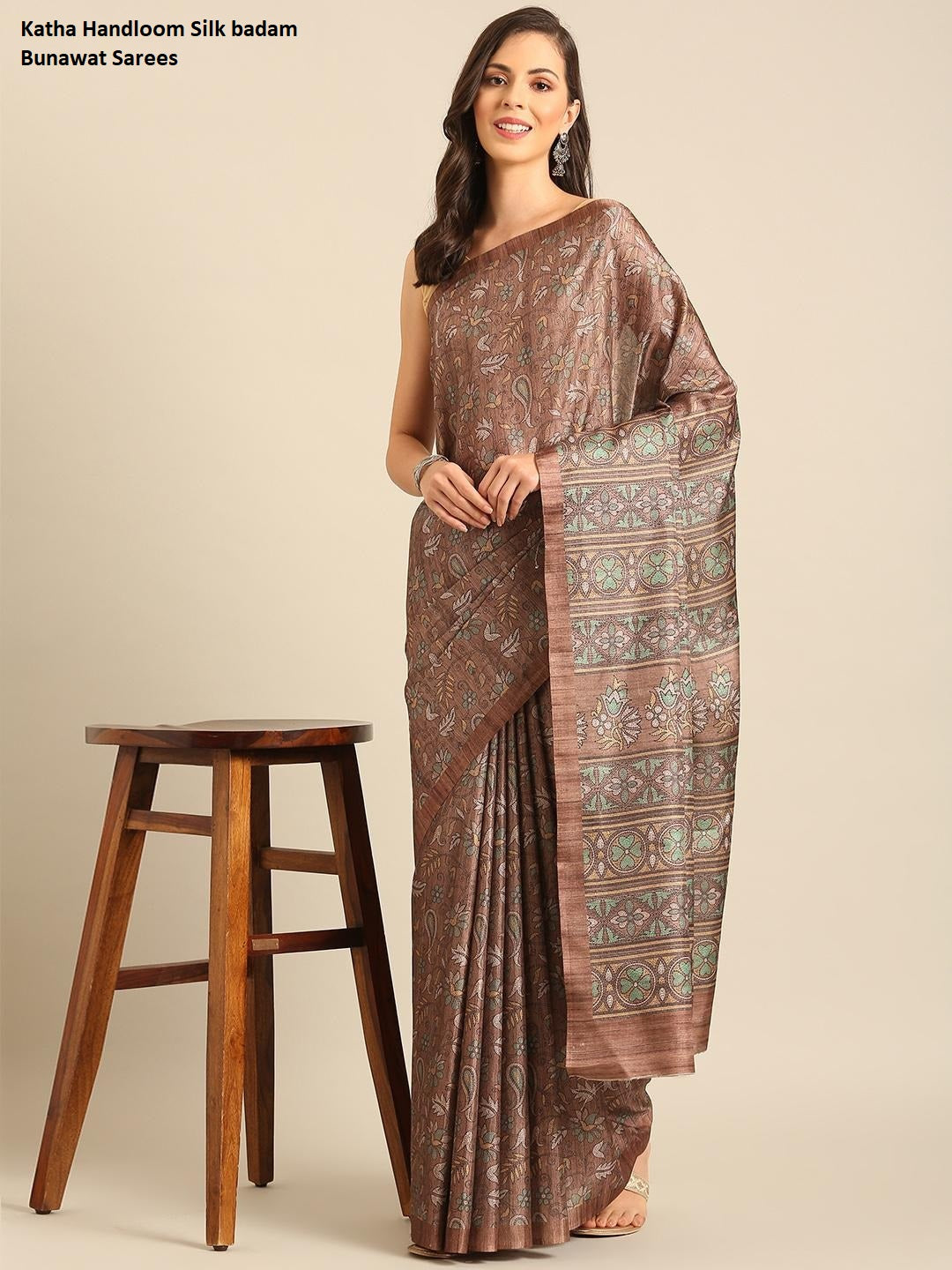 Katha Handloom Silk Badam Bunawat Sarees