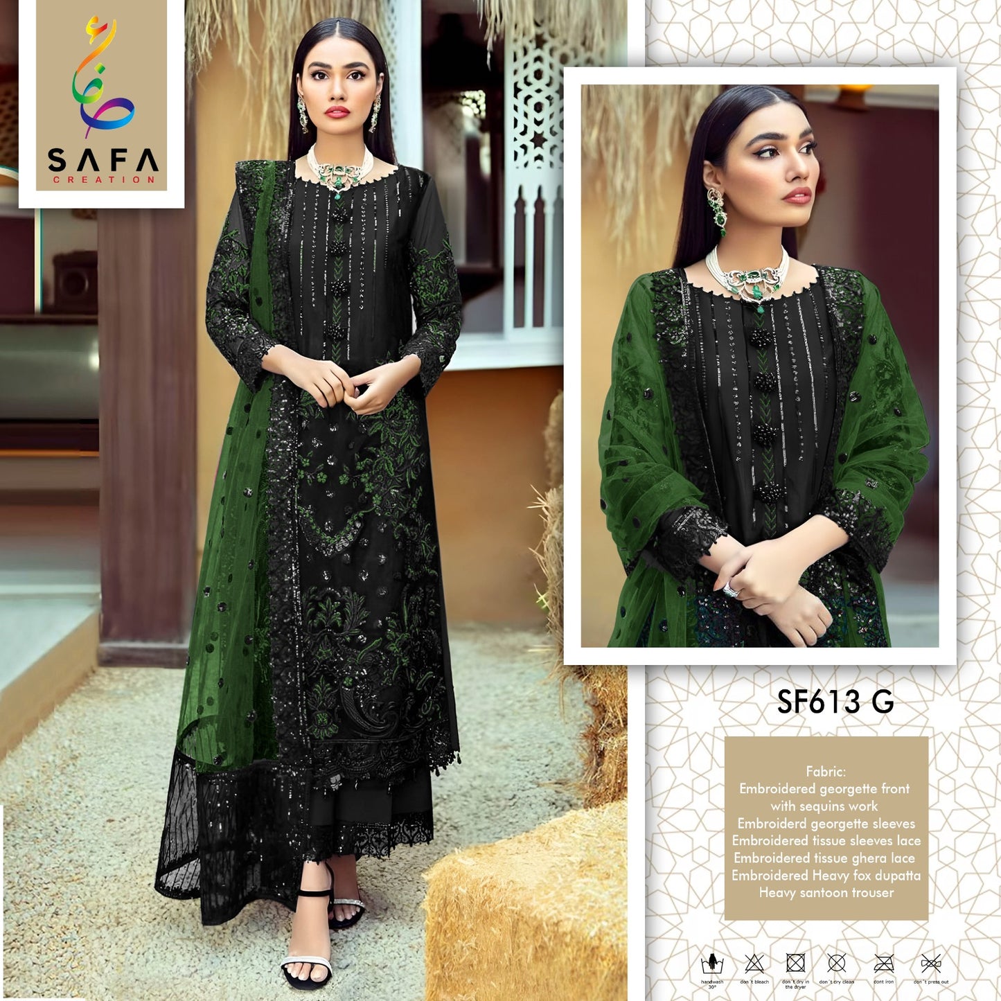 613-G Safa Creation Embroiderey Pakistani Salwar Suits