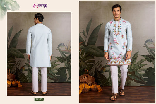 61362 Rajwadi Raas Vol 1 Shubhvastra Viscose Silk Mens Kurta
