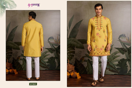 61363 Rajwadi Raas Vol 1 Shubhvastra Viscose Silk Mens Kurta