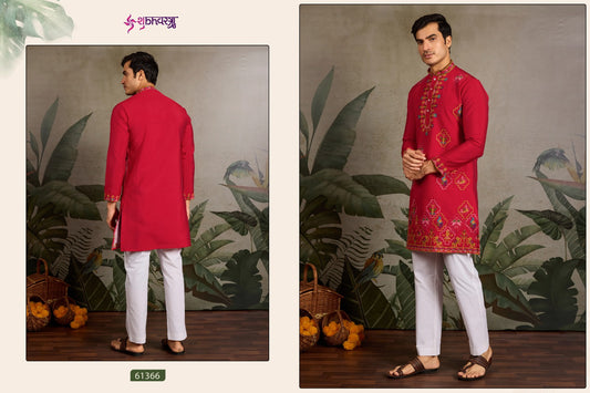 61366 Rajwadi Raas Vol 1 Shubhvastra Viscose Silk Mens Kurta