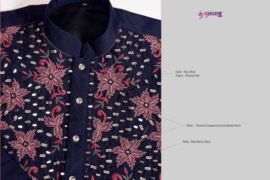 61381 Vivaah Viraasat Vol 2 Shubhvastra Viscose Silk Mens Kurta