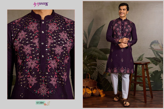 61384 Vivaah Viraasat Vol 2 Shubhvastra Viscose Silk Mens Kurta