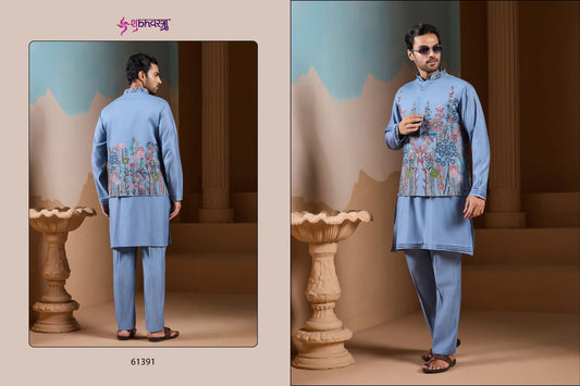 61391 Vivah Vibe Shubhvastra With Koti Mens Kurta Pyjama