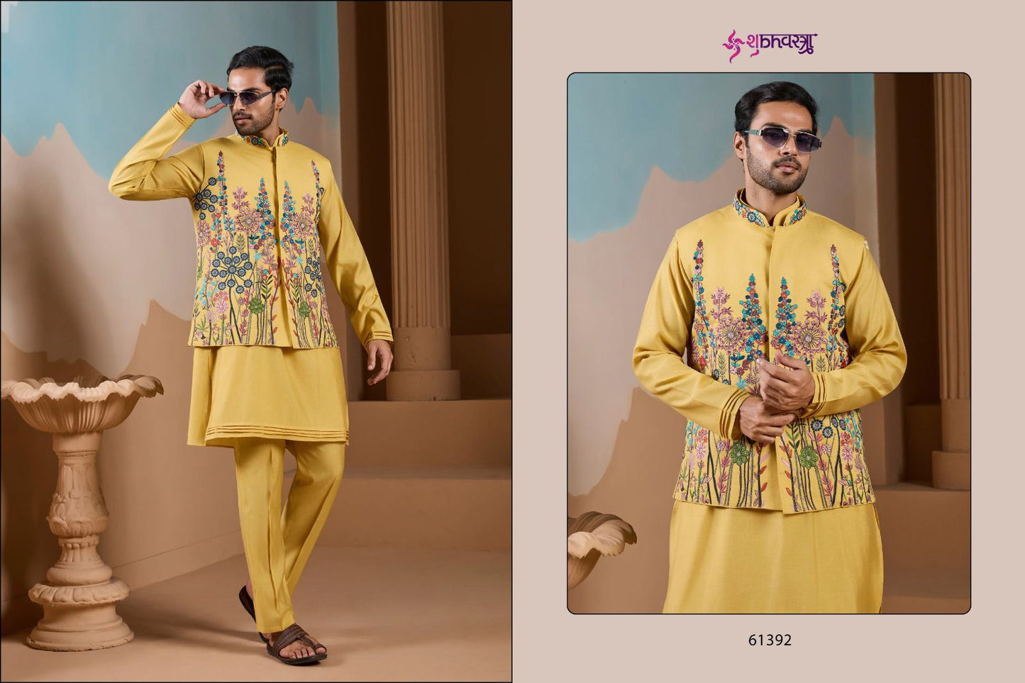 61392 Vivah Vibe Shubhvastra With Koti Mens Kurta Pyjama