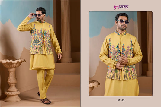 61392 Vivah Vibe Shubhvastra With Koti Mens Kurta Pyjama