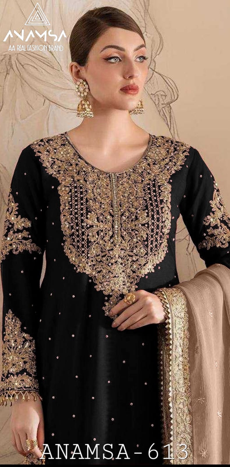 613 Anamsa Moti Work Pakistani Salwar Suits