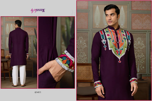 61411 Rajwadi Raas 4 Shubhvastra Pure Cotton Mens Kurta