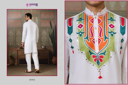 61412 Rajwadi Raas 4 Shubhvastra Pure Cotton Mens Kurta
