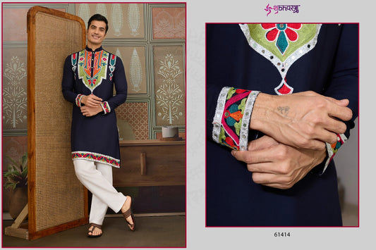 61414 Rajwadi Raas 4 Shubhvastra Pure Cotton Mens Kurta