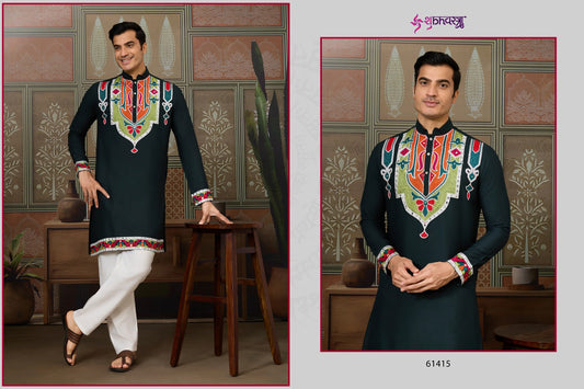 61415 Rajwadi Raas 4 Shubhvastra Pure Cotton Mens Kurta