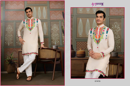 61416 Rajwadi Raas 4 Shubhvastra Pure Cotton Mens Kurta
