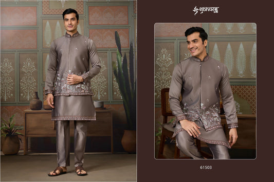 61503 Legancy Of Royals Shubhvastra With Koti Mens Kurta Pyjama