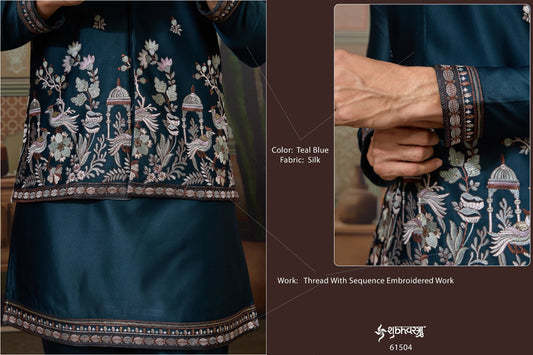 61504 Legancy Of Royals Shubhvastra With Koti Mens Kurta Pyjama