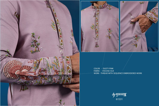 61531 Vantara Vogue Shubhvastra Viscose Silk Mens Kurta