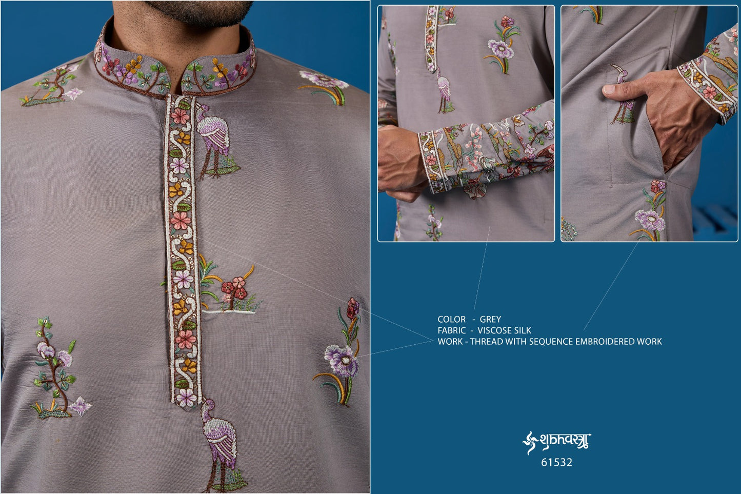 61532 Vantara Vogue Shubhvastra Viscose Silk Mens Kurta