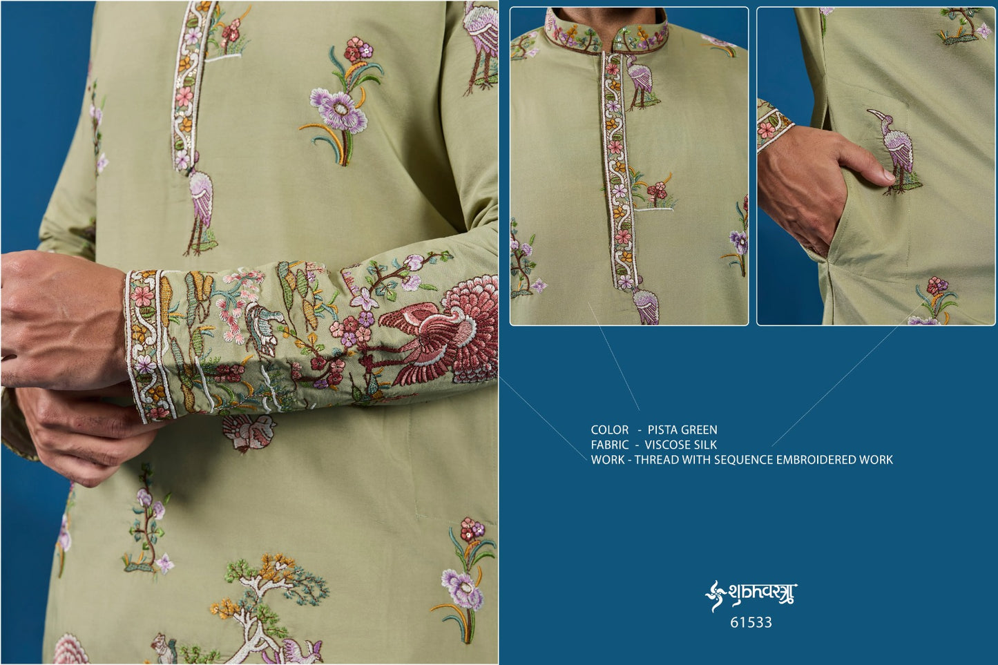 61533 Vantara Vogue Shubhvastra Viscose Silk Mens Kurta