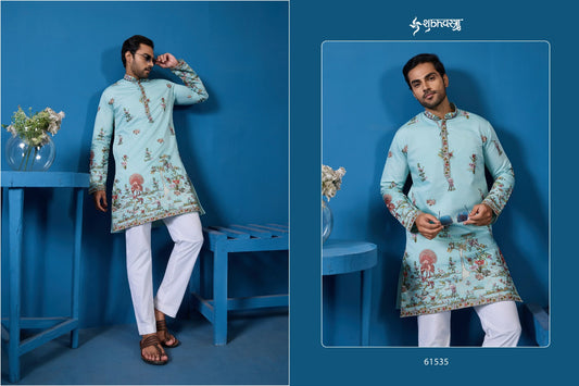 61535 Vantara Vogue Shubhvastra Viscose Silk Mens Kurta