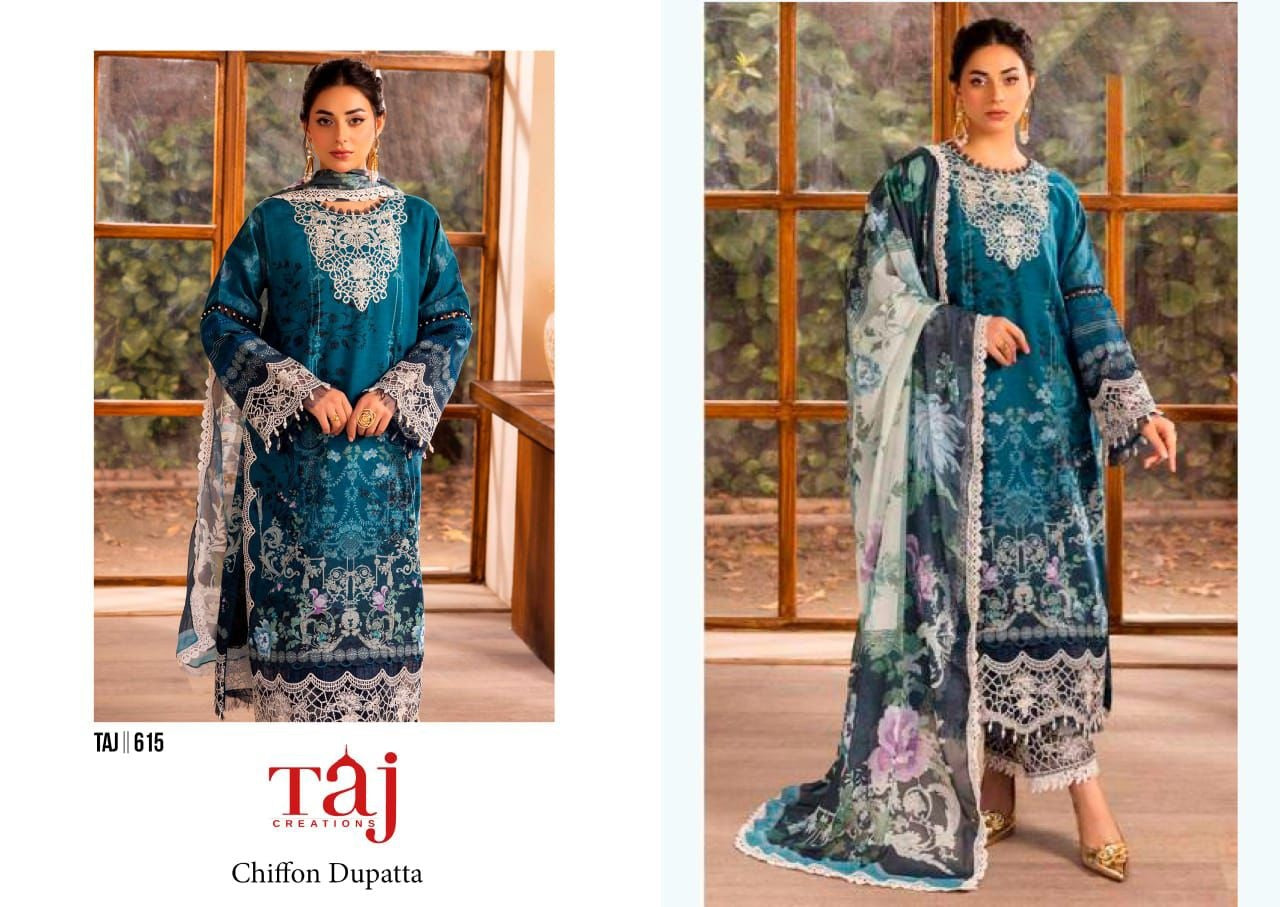 615 Taj Creations Embroidery Pakistani Patch Suits